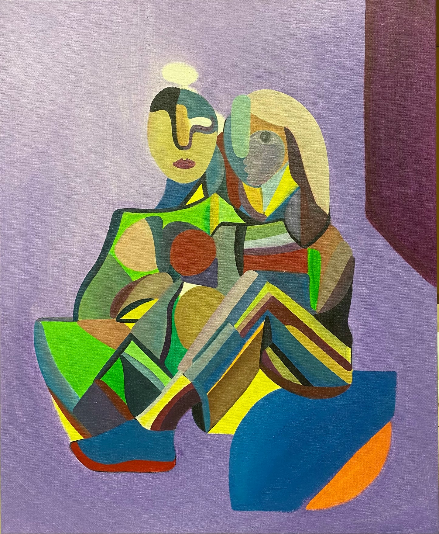 Violetta and Linnea in San Francisco – Oljemålning på Linneaduk (Ej färdig)