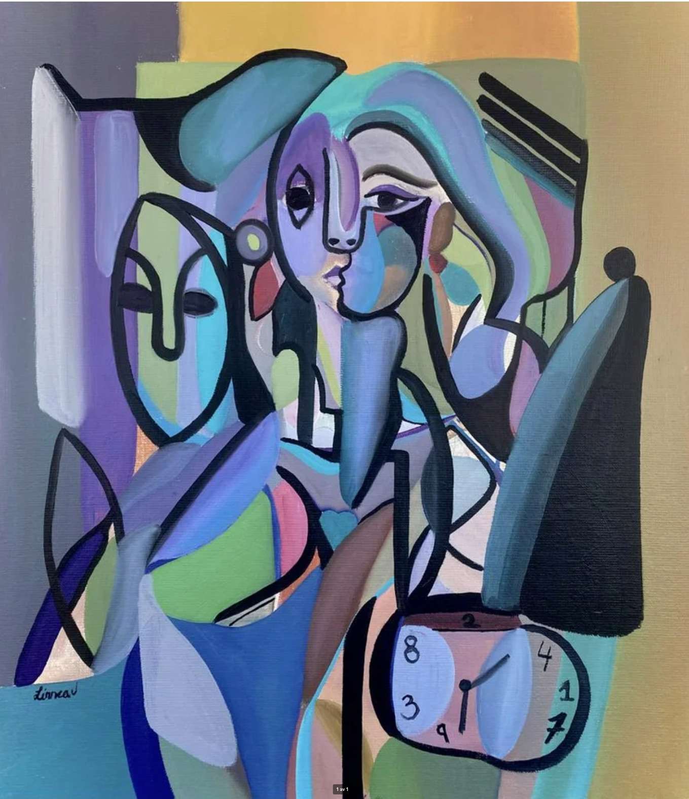"Grief" – Abstrakt Oljemålning (46 x 55 cm, Olja på Linneduk, Ingen Ram) (Ej färdig)
