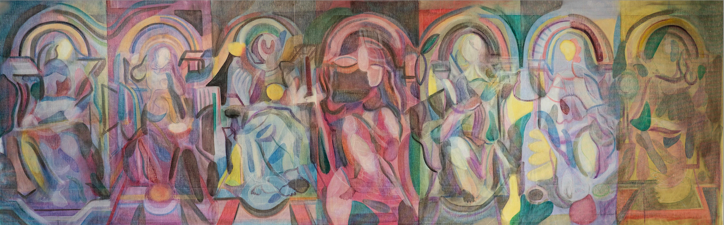 7 Virtues – Oljemålning (100 x 115 cm, Olja på Linneduk (100% färdig)