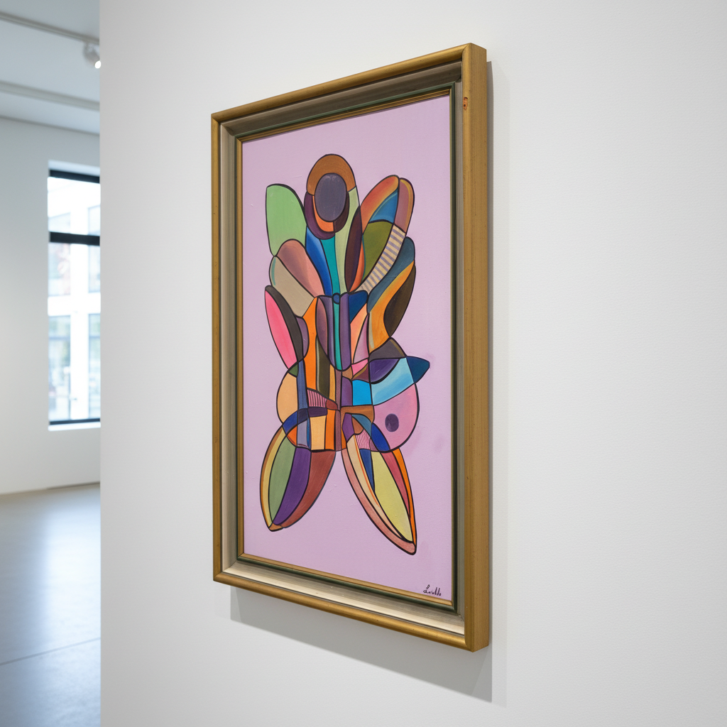 Sommerfugl (Butterfly effect) – Oljemålning med guldram, 68 x 102 x 5.5 (100% klar)