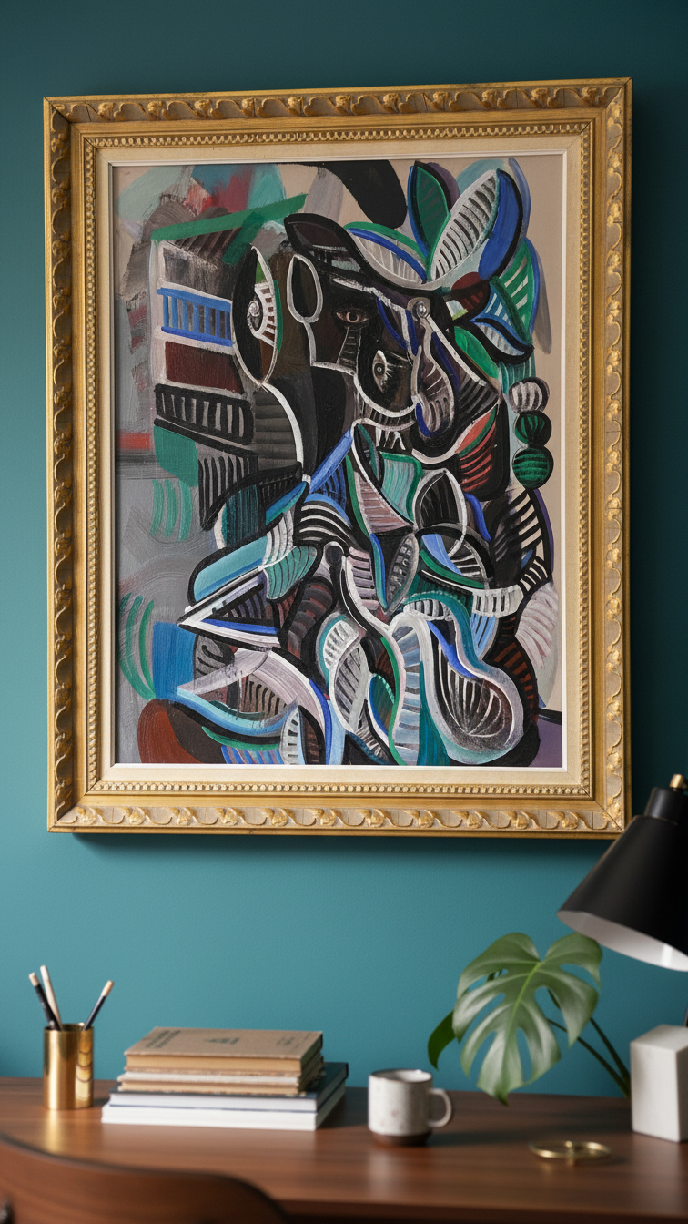 Woman looking out through the window – Oljemålning med guldram (100% klar)