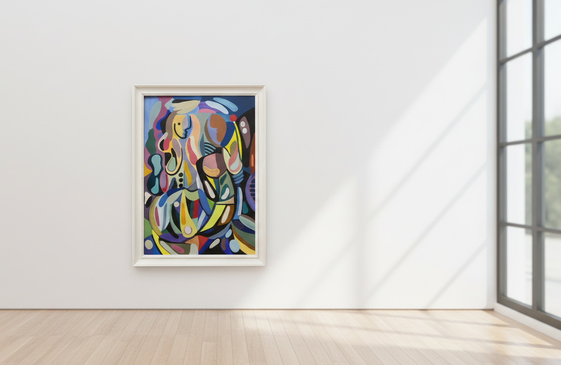 Speglingar i vattnet – Akrylmålning med vit ram (Ska signeras)