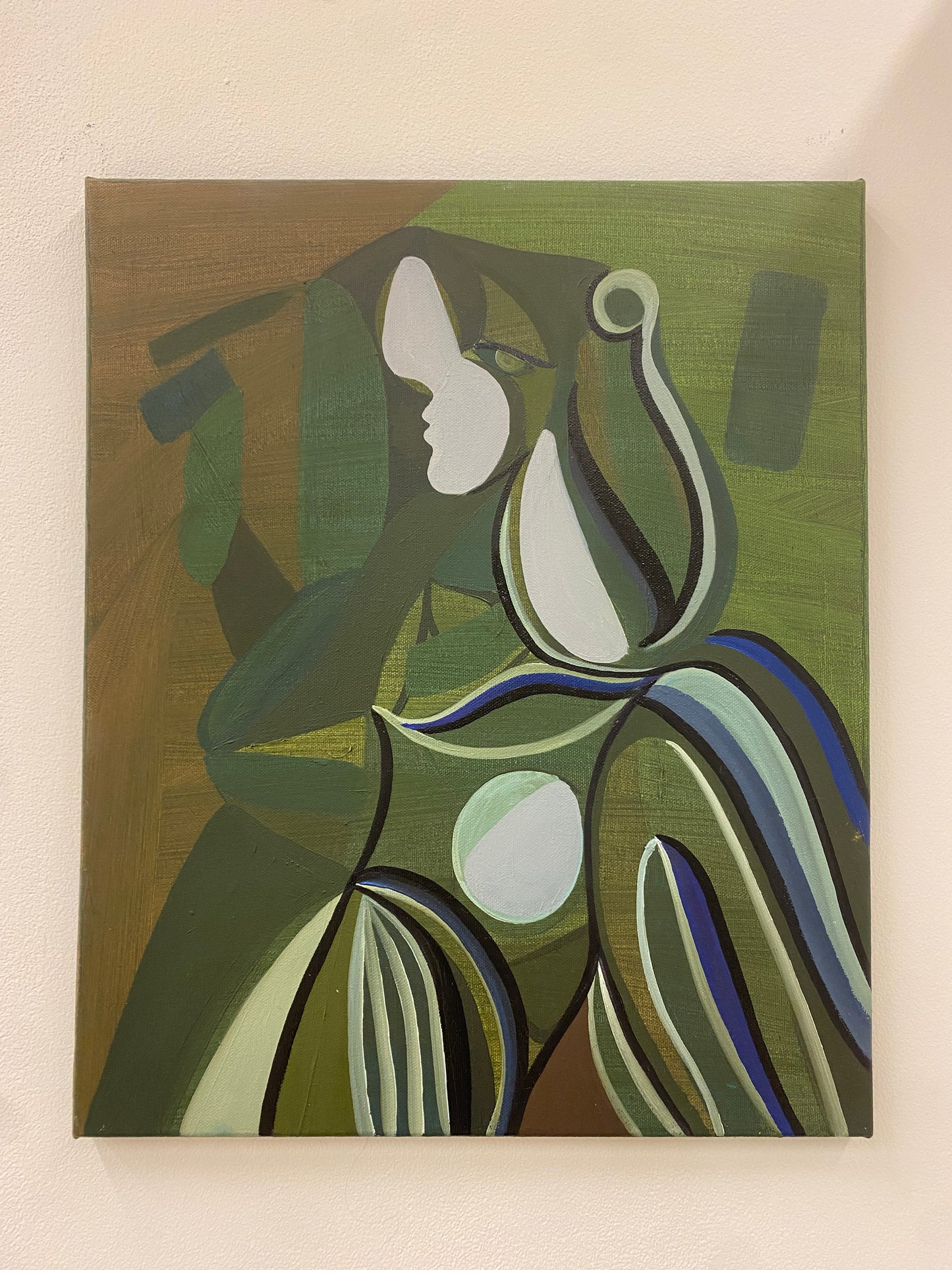 "Green Lady Lipton" – oljemålning på bomullsduk, Ingen Ram