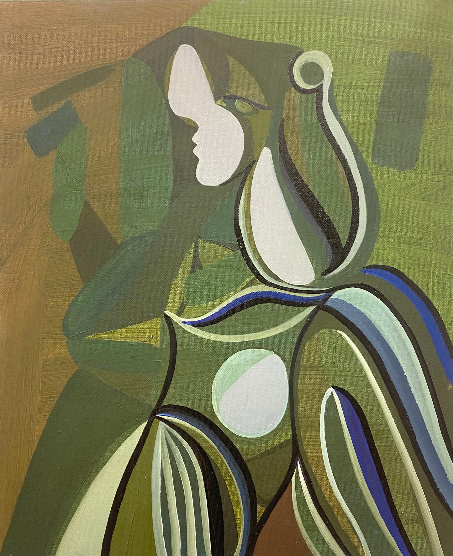 "Green Lady Lipton" – oljemålning på bomullsduk, Ingen Ram