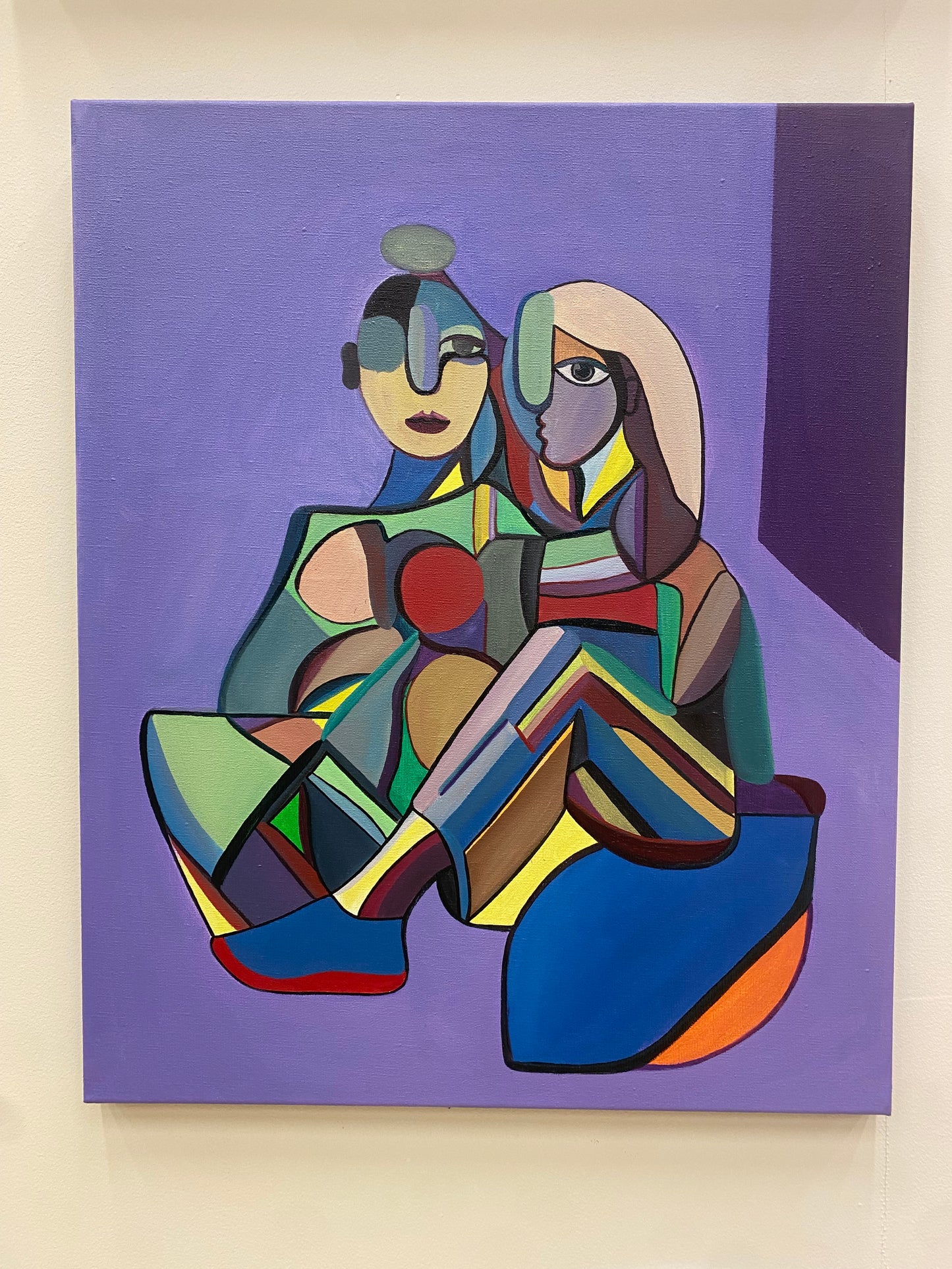 "Violetta and Linnea in San Francisco"  – Oljemålning på Linneduk