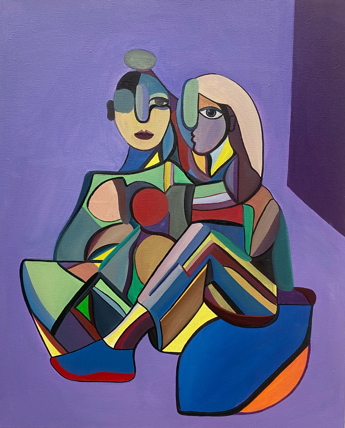 "Violetta and Linnea in San Francisco"  – Oljemålning på Linneduk