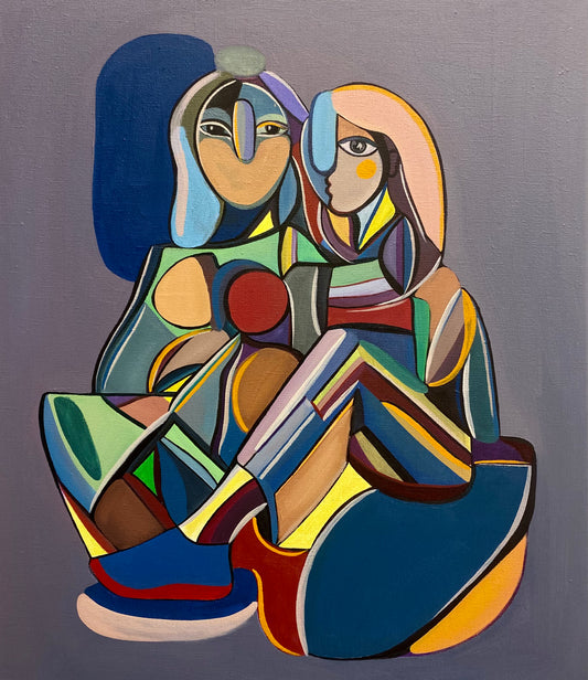 "Violetta and Linnea in San Francisco"  – Oljemålning på Linneduk