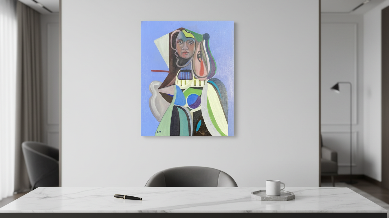 "Self awareness/Let me out" – Abstrakt Oljemålning (46 x 55 cm, Olja på Linneduk, Ingen Ram) (100% färdig)