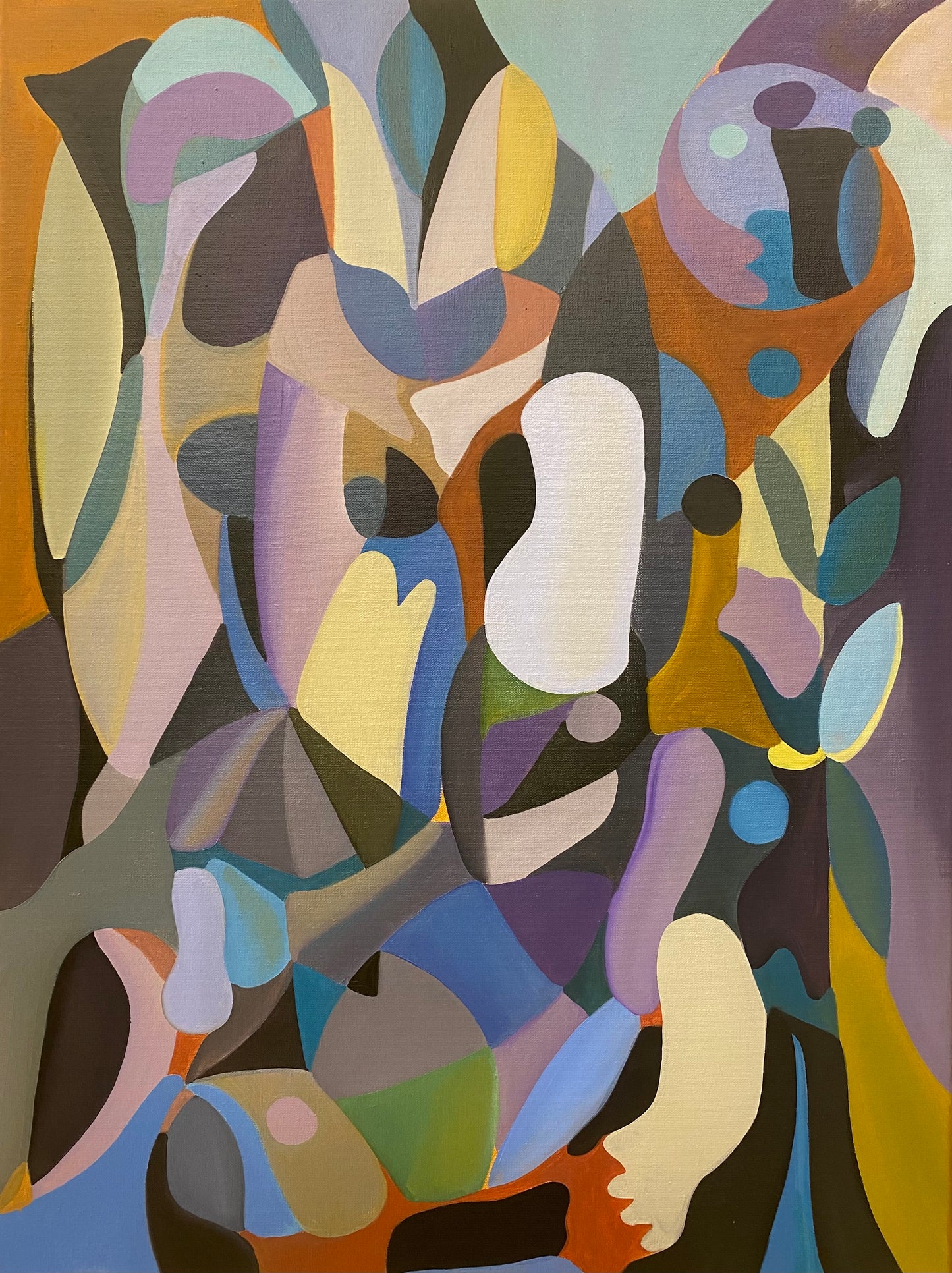 "Foot in the jungle" – Icke-figurativ oljemålning, passar kontor eller hall (Ej färdig)