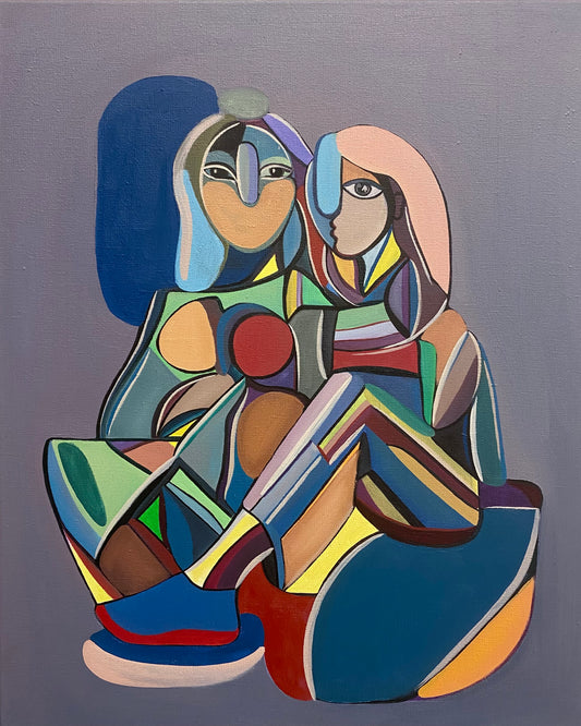 "Violetta and Linnea in San Francisco"  – Oljemålning på Linneduk