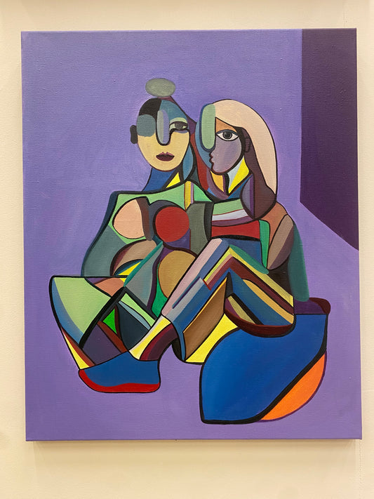 Violetta and Linnea in San Francisco  – Oljemålning på Linneaduk (Ej färdig)