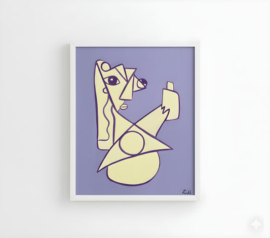 "Schampoo" – Oljemålning med vit ram