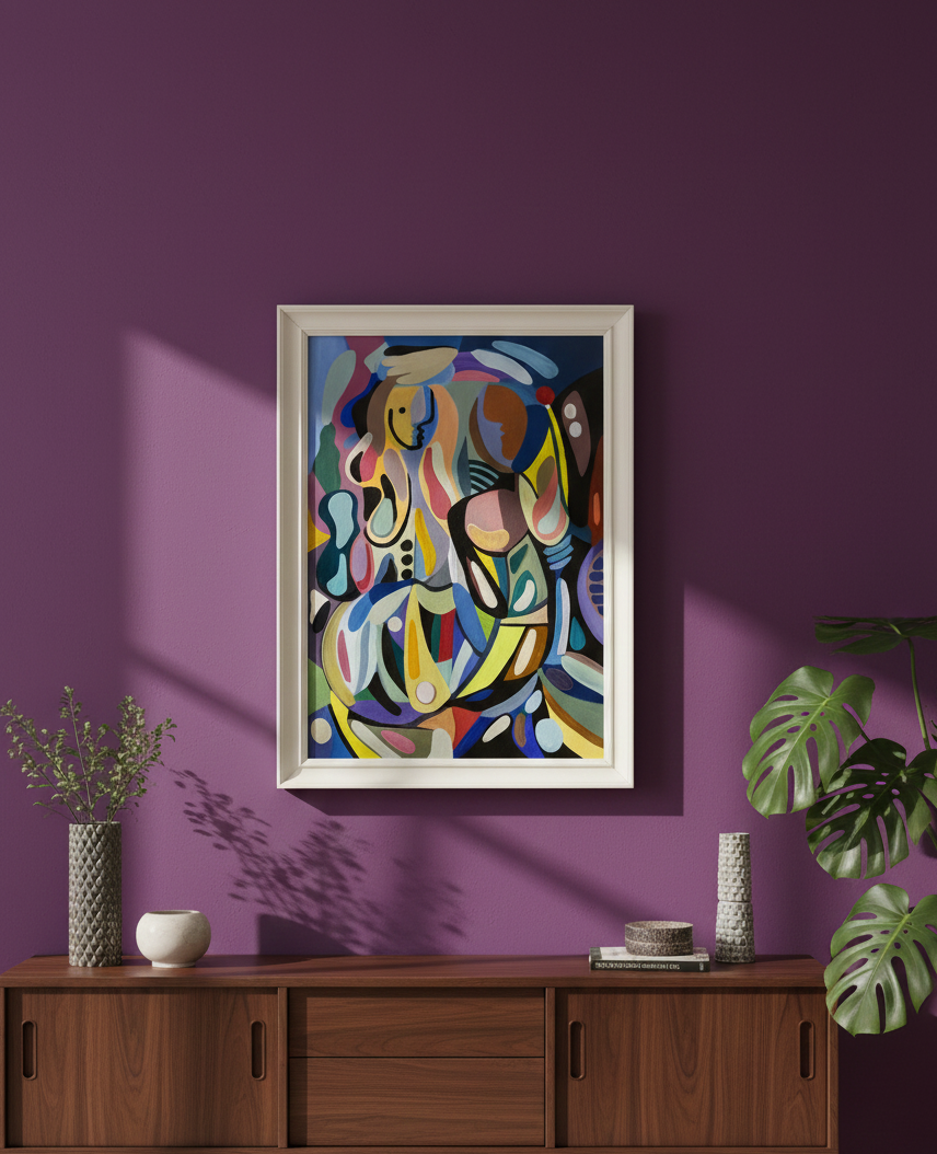 Speglingar i vattnet – Akrylmålning med vit ram (Ska signeras)