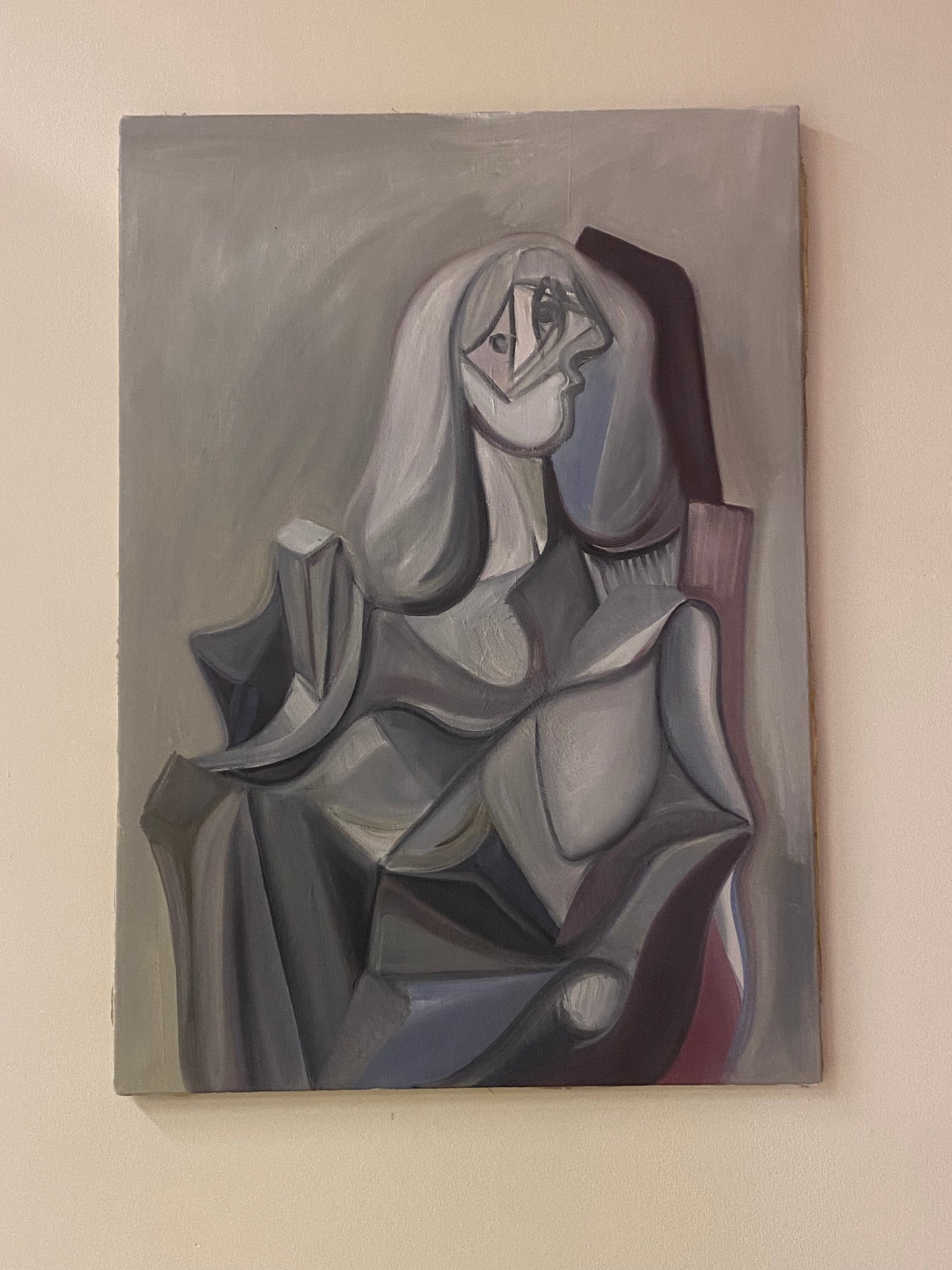 "Sylvette" – Oljefärg på vintage linneduk