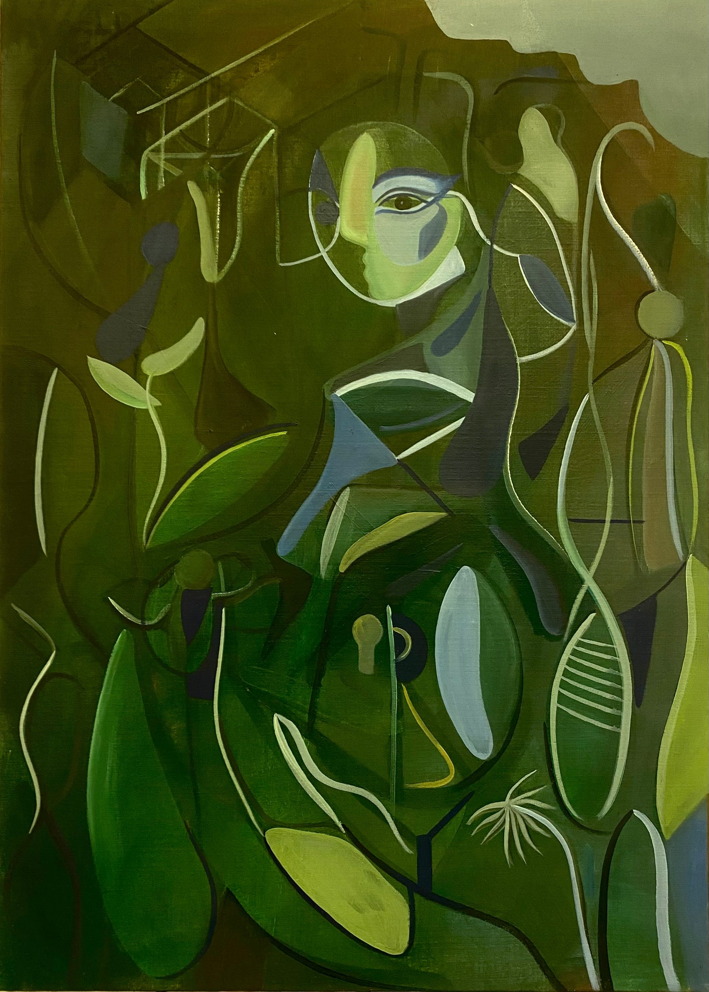 "In the end we are all alone in the jungle" – oljemålning på bomullsduk, Ingen Ram