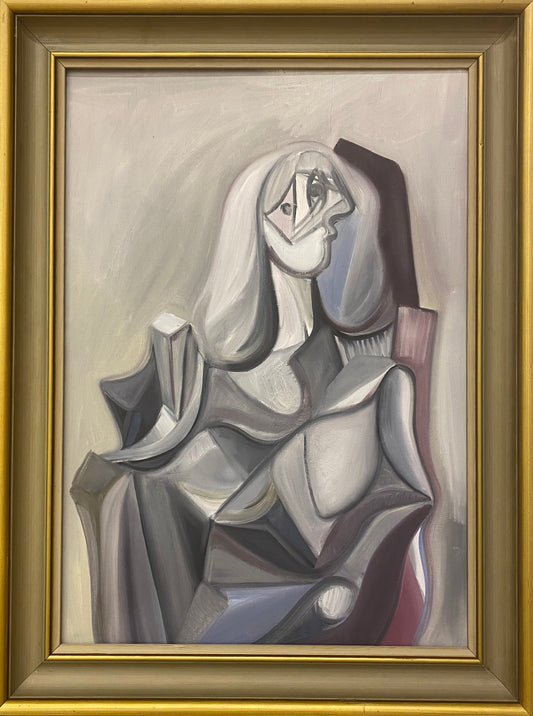 "Sylvette" – Oljefärg på vintage linneduk