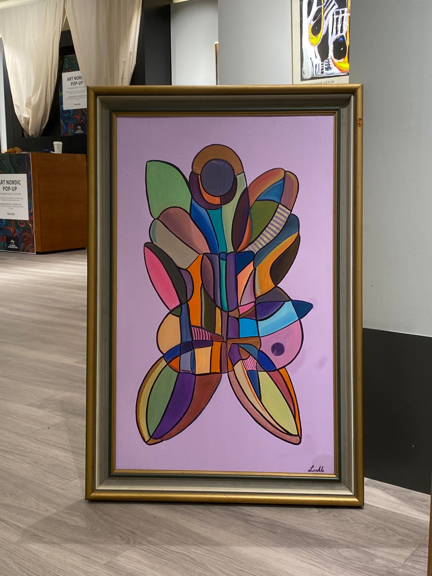 Sommerfugl (Butterfly effect) – Oljemålning med guldram, 68 x 102 x 5.5 (100% klar)