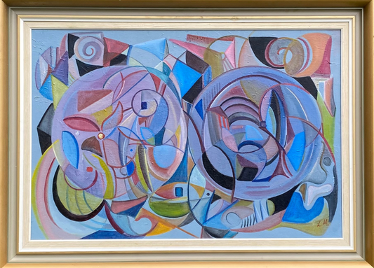 Vesica Piscis, I New York, Oljemålning med antik ram (100 % Färdig)
