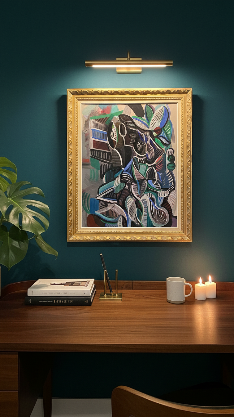 Woman looking out through the window – Oljemålning med guldram (100% klar)