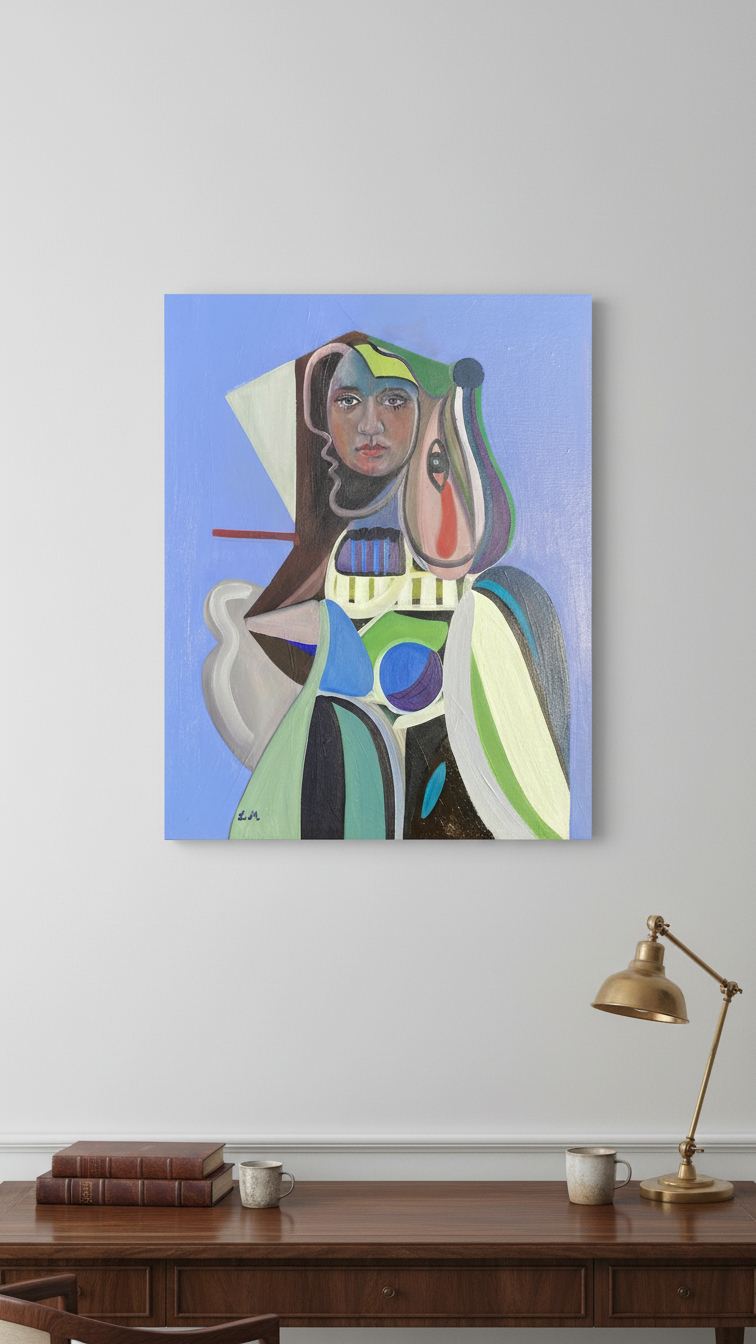 "Self awareness/Let me out" – Abstrakt Oljemålning (46 x 55 cm, Olja på Linneduk, Ingen Ram) (100% färdig)