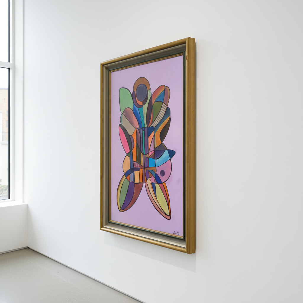 Sommerfugl (Butterfly effect) – Oljemålning med guldram, 68 x 102 x 5.5 (100% klar)