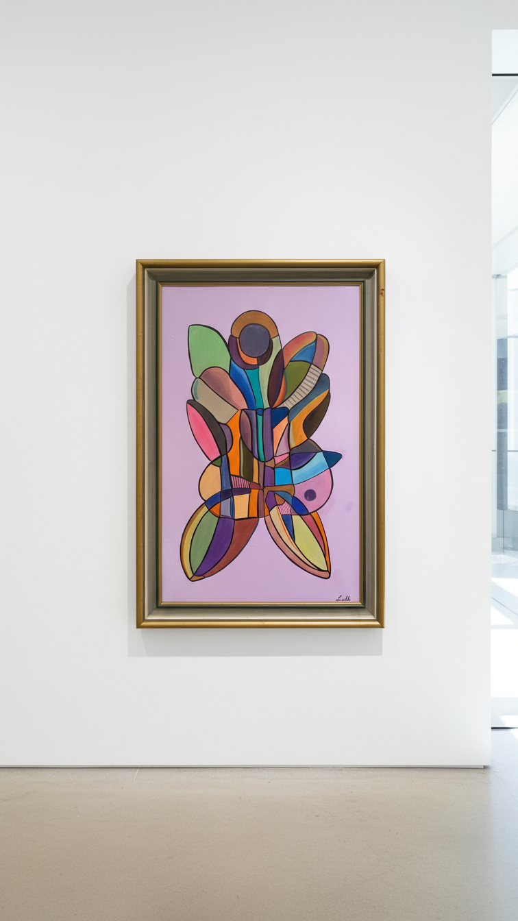 Sommerfugl (Butterfly effect) – Oljemålning med guldram, 68 x 102 x 5.5 (100% klar)