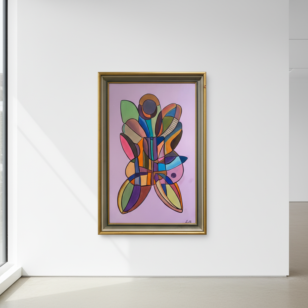 Sommerfugl (Butterfly effect) – Oljemålning med guldram, 68 x 102 x 5.5 (100% klar)