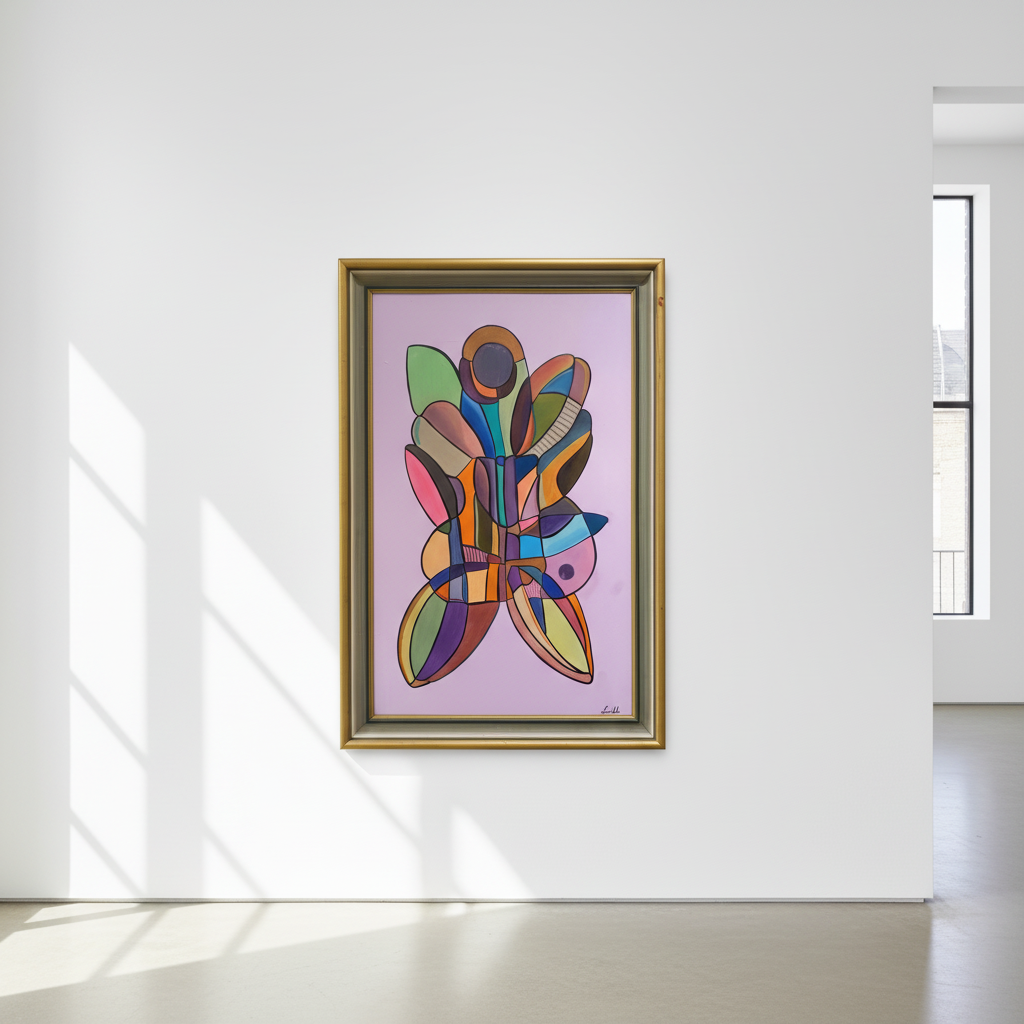 Sommerfugl (Butterfly effect) – Oljemålning med guldram, 68 x 102 x 5.5 (100% klar)