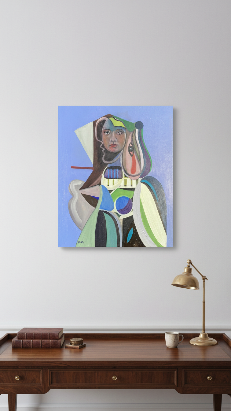 "Self awareness/Let me out" – Abstrakt Oljemålning (46 x 55 cm, Olja på Linneduk, Ingen Ram) (100% färdig)