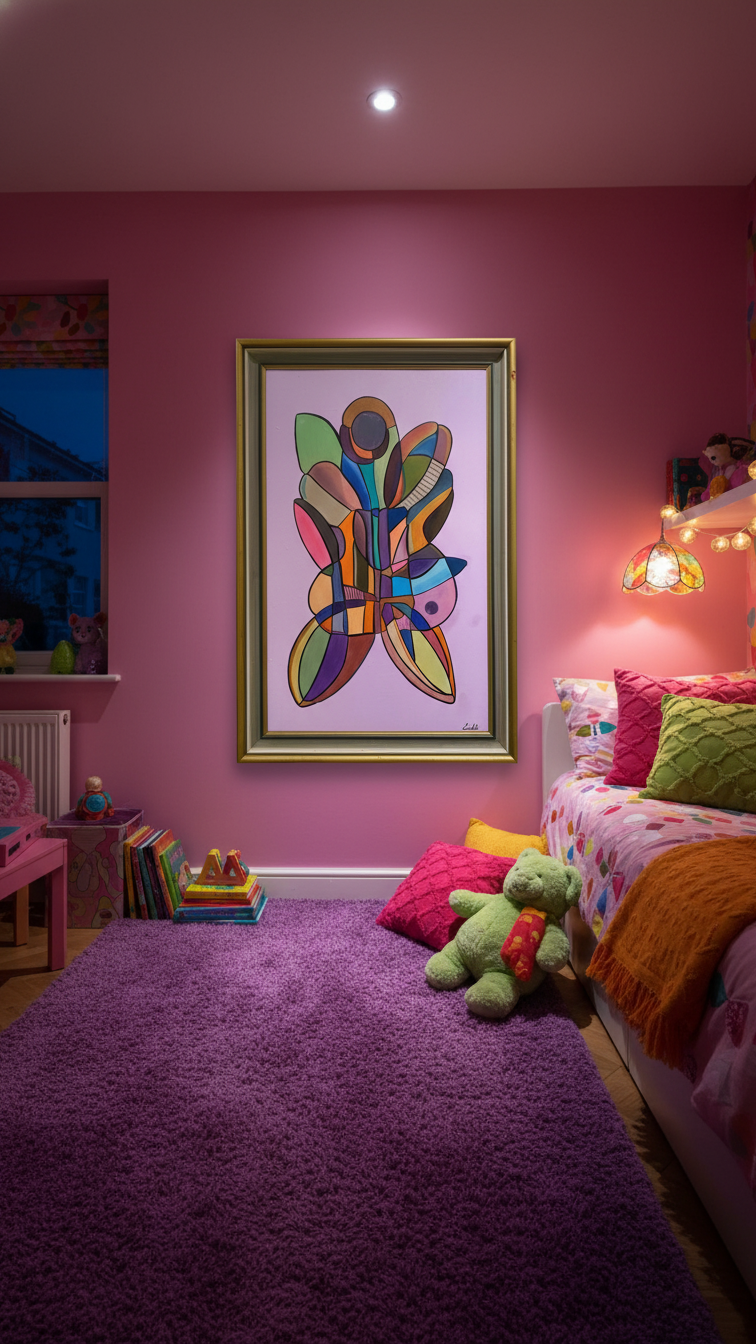 Sommerfugl (Butterfly effect) – Oljemålning med guldram, 68 x 102 x 5.5 (100% klar)