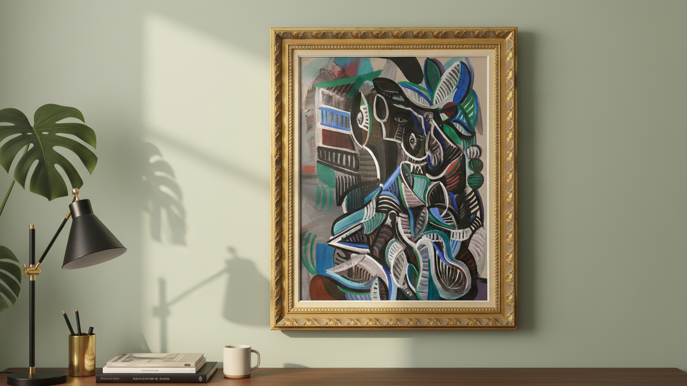 Woman looking out through the window – Oljemålning med guldram (100% klar)