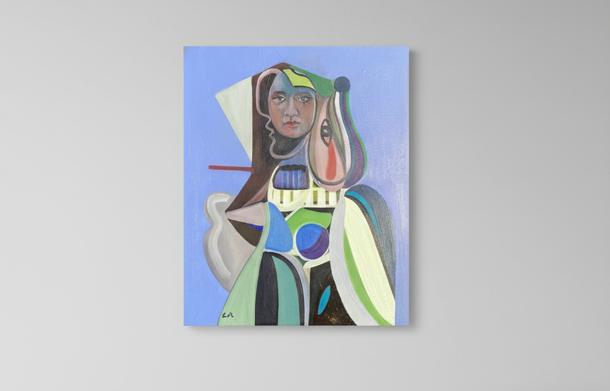 "Self awareness/Let me out" – Abstrakt Oljemålning (46 x 55 cm, Olja på Linneduk, Ingen Ram) (100% färdig)