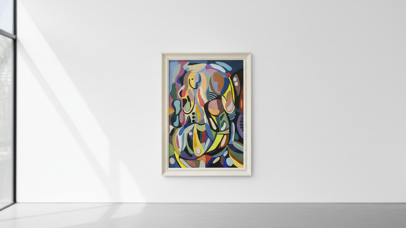 Speglingar i vattnet – Akrylmålning med vit ram (Ska signeras)