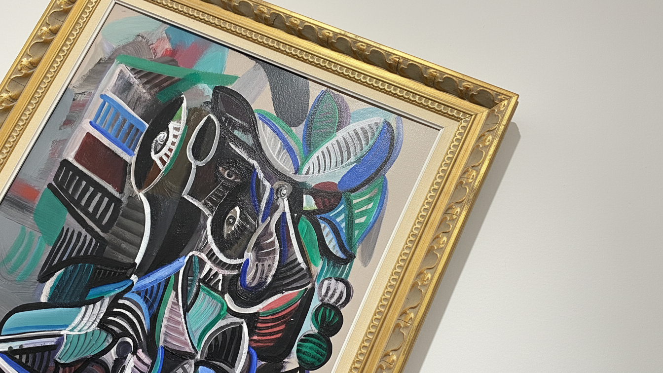 Woman looking out through the window – Oljemålning med guldram (100% klar)