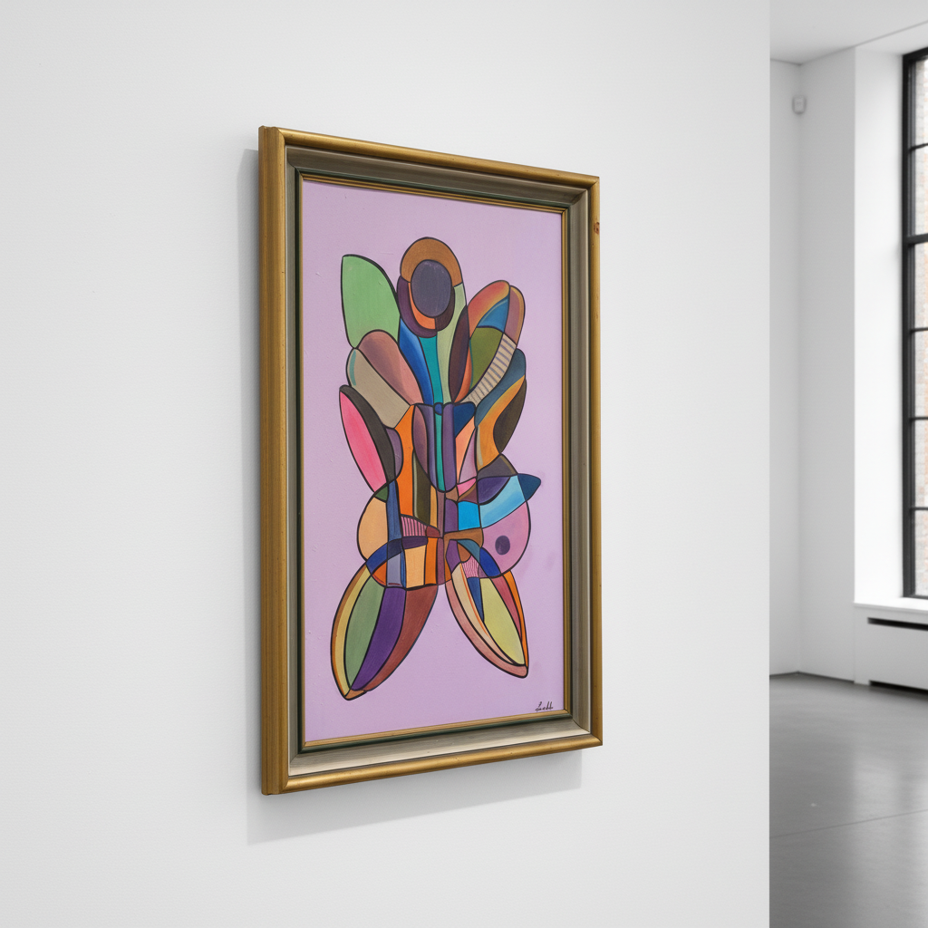 Sommerfugl (Butterfly effect) – Oljemålning med guldram, 68 x 102 x 5.5 (100% klar)