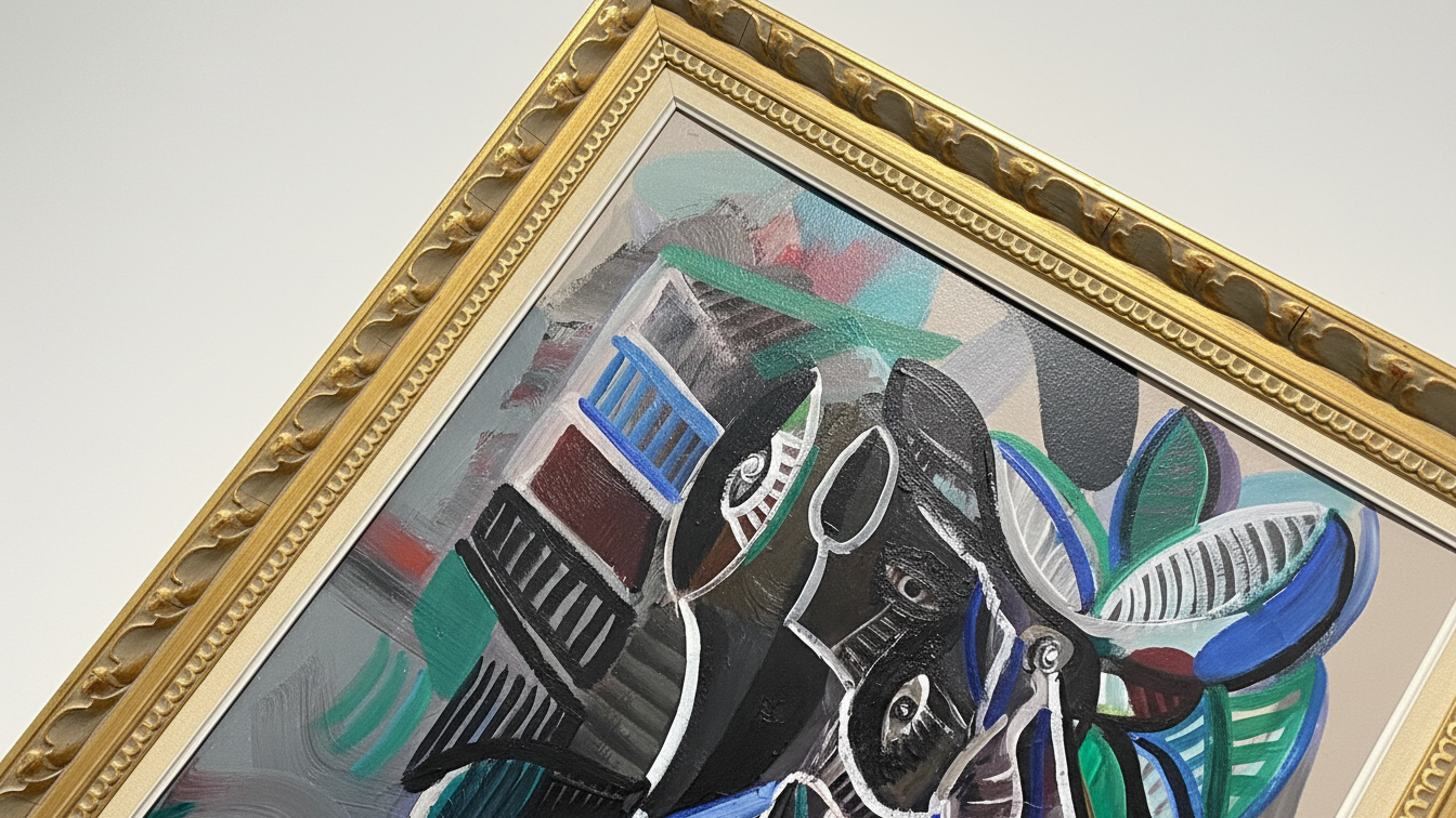 Woman looking out through the window – Oljemålning med guldram (100% klar)