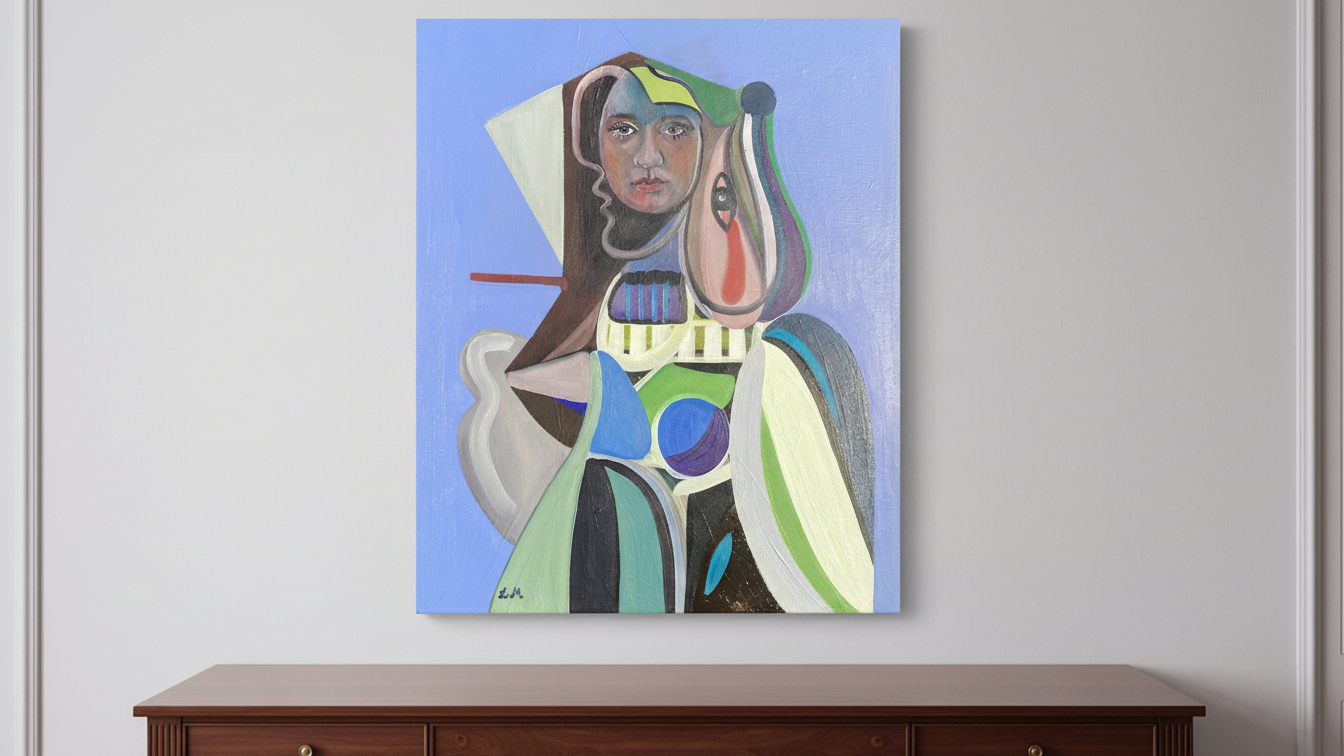 "Self awareness/Let me out" – Abstrakt Oljemålning (46 x 55 cm, Olja på Linneduk, Ingen Ram) (100% färdig)