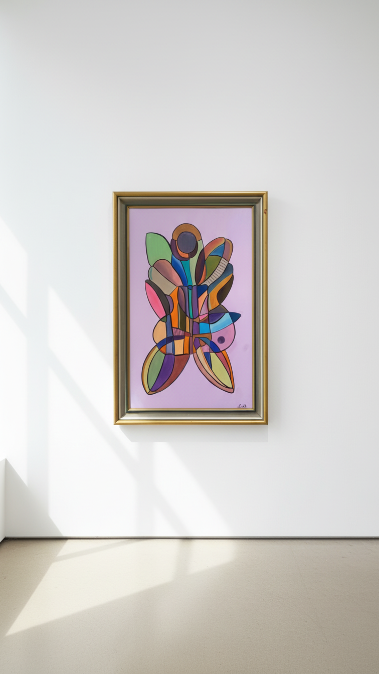 Sommerfugl (Butterfly effect) – Oljemålning med guldram, 68 x 102 x 5.5 (100% klar)