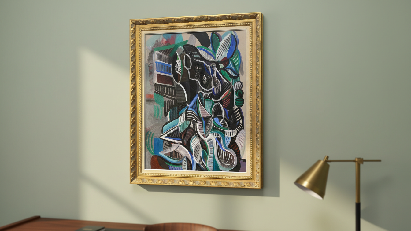 Woman looking out through the window – Oljemålning med guldram (100% klar)