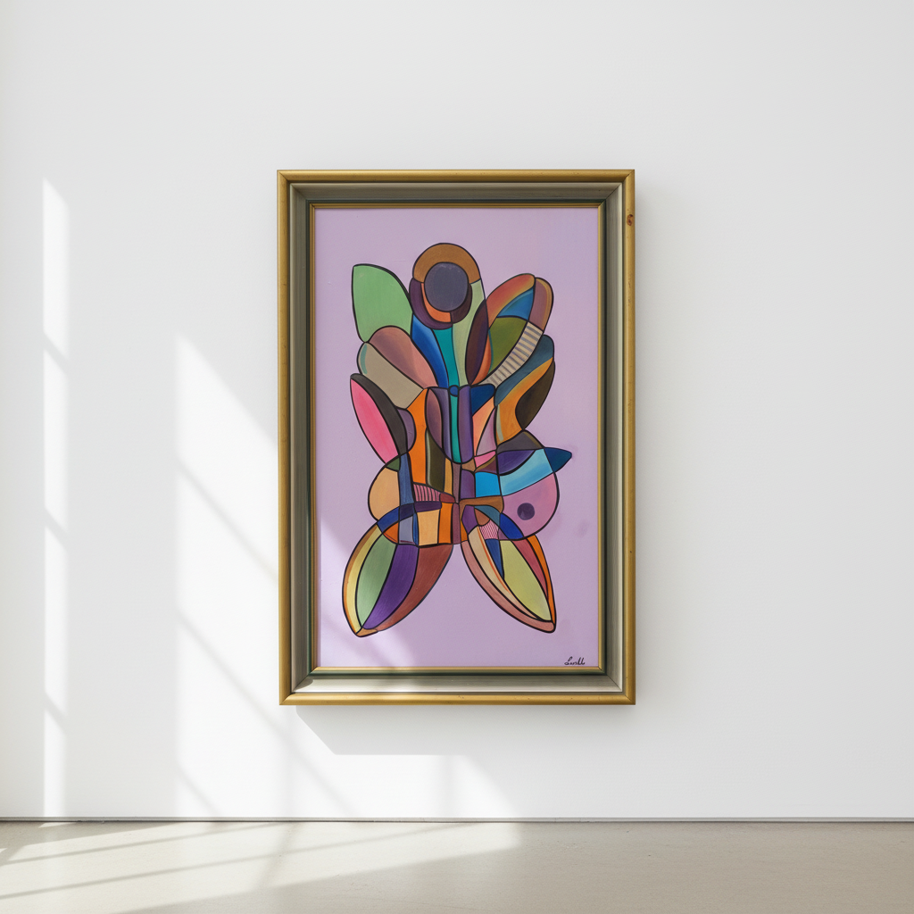 Sommerfugl (Butterfly effect) – Oljemålning med guldram, 68 x 102 x 5.5 (100% klar)