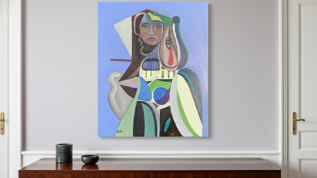 "Self awareness/Let me out" – Abstrakt Oljemålning (46 x 55 cm, Olja på Linneduk, Ingen Ram) (100% färdig)