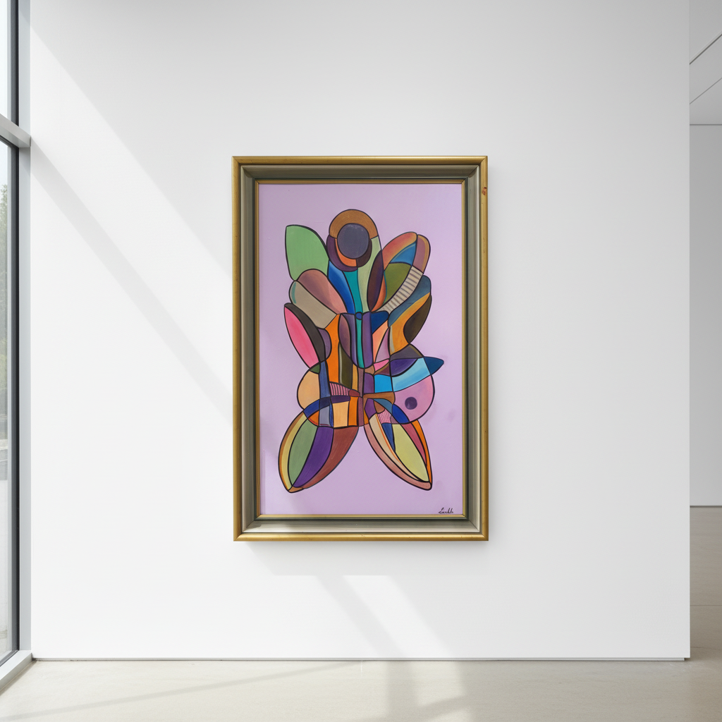 Sommerfugl (Butterfly effect) – Oljemålning med guldram, 68 x 102 x 5.5 (100% klar)