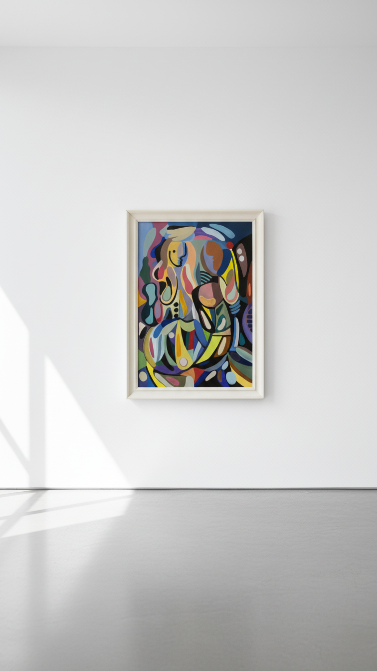 Speglingar i vattnet – Akrylmålning med vit ram (Ska signeras)