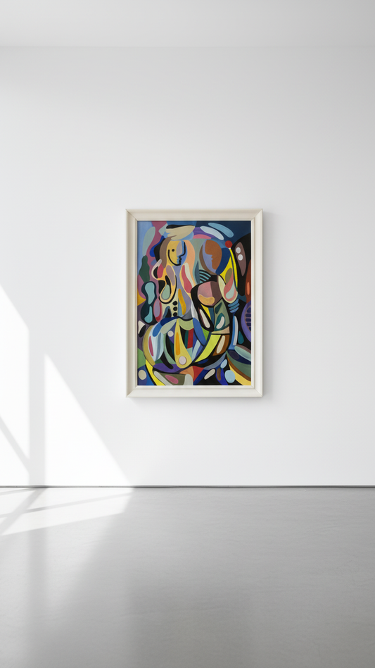 Speglingar i vattnet – Akrylmålning med vit ram (Ska signeras)