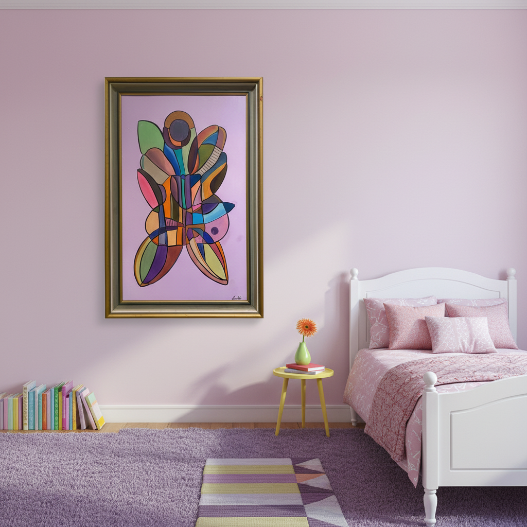 Sommerfugl (Butterfly effect) – Oljemålning med guldram, 68 x 102 x 5.5 (100% klar)